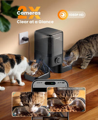 oneisall Automatic Cat Feeder for 2 Cats Pets, 20 Cups/5L – Essentials for Cats - Corded Dual Camera - image 2