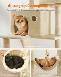 Feandrea Cat Tree, Multi-Level Condo - Beige / XXL (23.6"L x 19.7"W x 81.1"H) - image 4