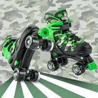 Kuxuan Adjustable Roller Skates with Fun Illuminating Rollerskate - Camo Green / Small - Little Kid(10C-13C) - image 3