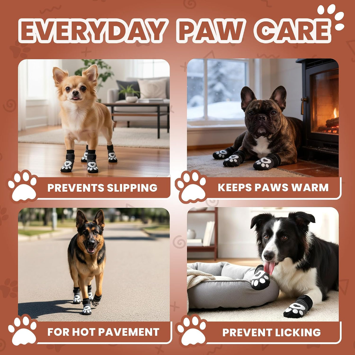 Anti Slip Dog Socks, Dog Socks to Prevent Paw Licking - Grey / M - image 2