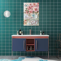 Farmhouse Rose Wall Art Christian Scripture Pictures Pink Rose Wall Decor Rustic Floral Butterfly Canvas Print Painting Artwork for Bathroom Living Room Bedroom 16"x24"