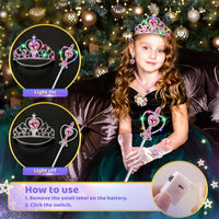 STOPKLAS 7-piece princess dress up set in pink with light-up tiara, wand and gloves - view 3