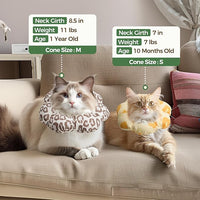 ComSaf Cat Cone Collar Soft - Cat Cones to Stop Licking e Collar for Cats After Surgery, Elizabethan Collar for Kitten Recovery, Comfortable Soft e Collar Cone for Medium Cats, Brown Leopard, M