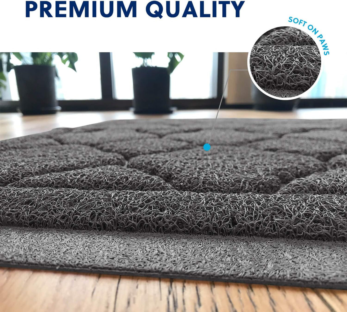 Cat Litter Box Mat, Kitty Premium PVC Pad, Durable Trapping Rug - #04 Black / Medallion/35 x 23 Inch - image 4