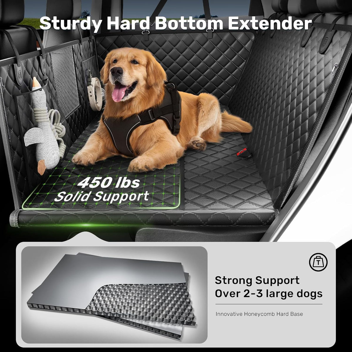 Zanch Hard Bottom Dog Seat Cover for Trucks - Black / Standard - Cars, SUVs & Medium Trucks - image 3