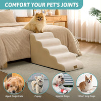 COZY KISS Dog Stairs for Small Dogs - Beige / 5 / 15.7x33x19.7 inch - image 4
