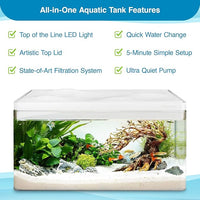 Harmony Aquatic Tank by Clairnara - Harmony Legend - iF Design Award Winning 10 Gallon All-in-One Aquarium (White Tank with Cedar Grain top, Harmony Legend)
