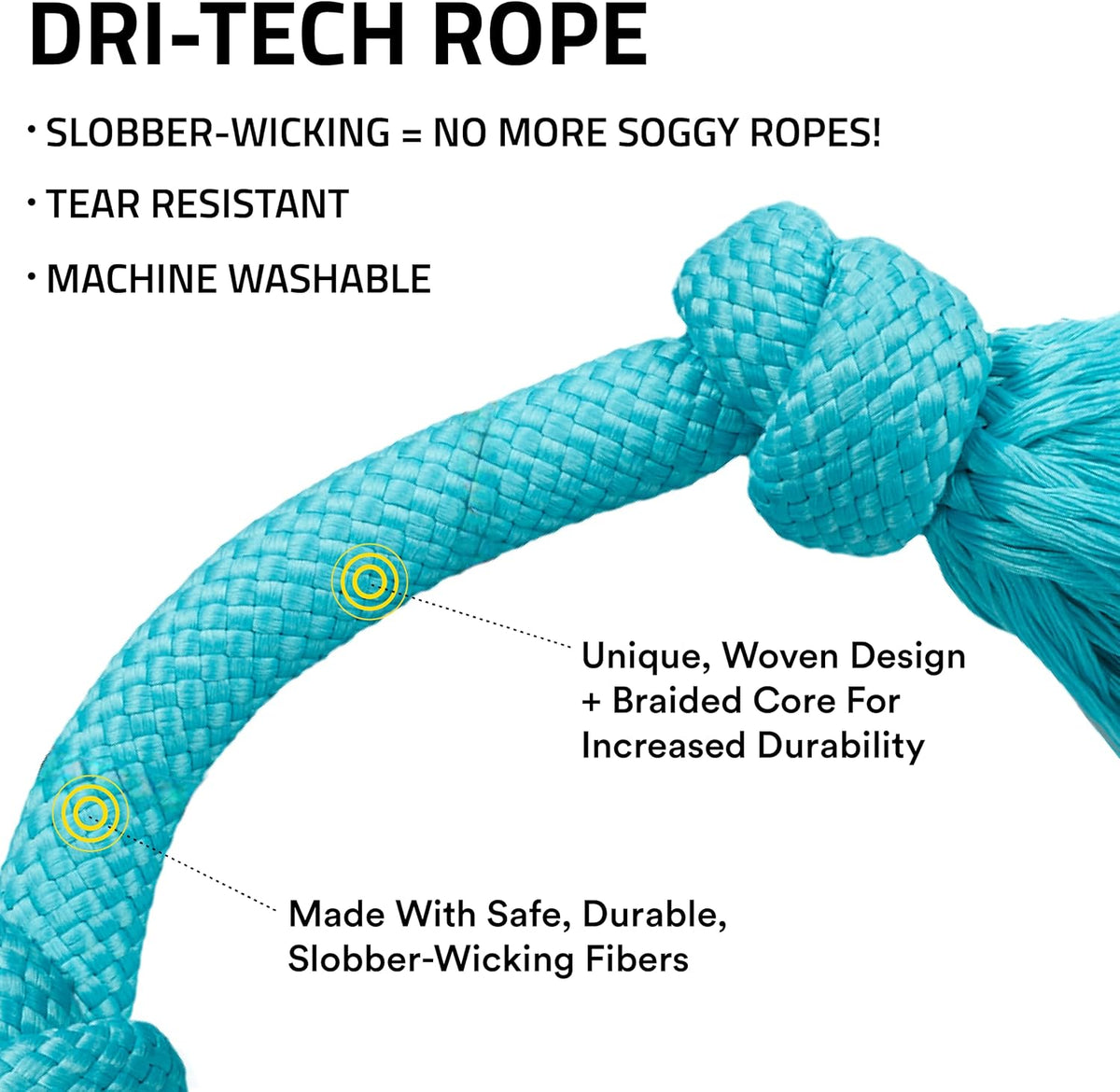 Playology Tug Rope Dog Toys for Large Dogs, Peanut Butter Scent - Jumbo / Peanut Butter - image 2