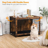 HOOBRO Dog Crate Furniture, 38.6" Large Dog Kennel Indoor - 38.6"L x 25.6"W x 26.9"H / Rustic Brown - image 4