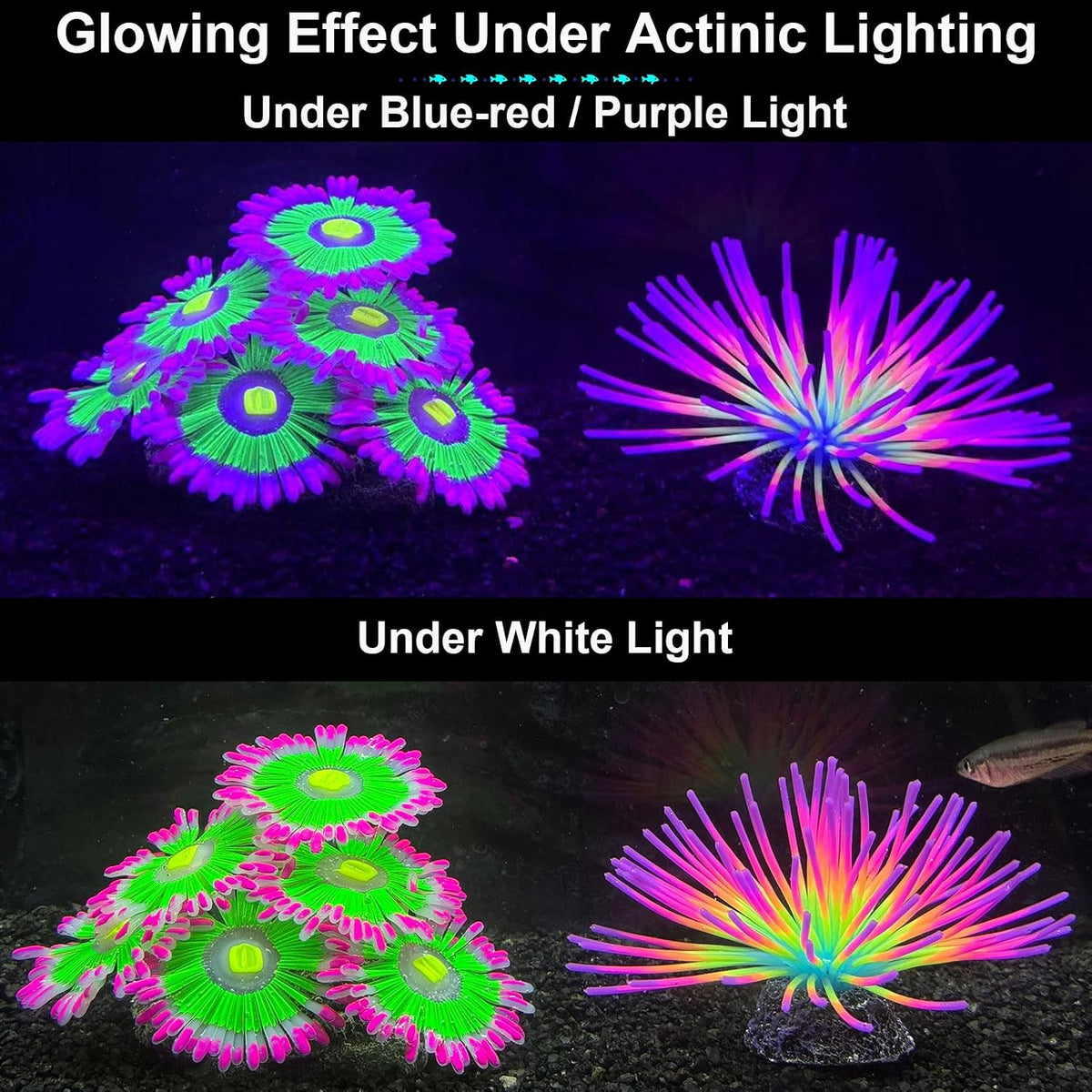 2pcs Silicone Glowing Effect Aquarium Fish Tank Decorations - Pink - image 4