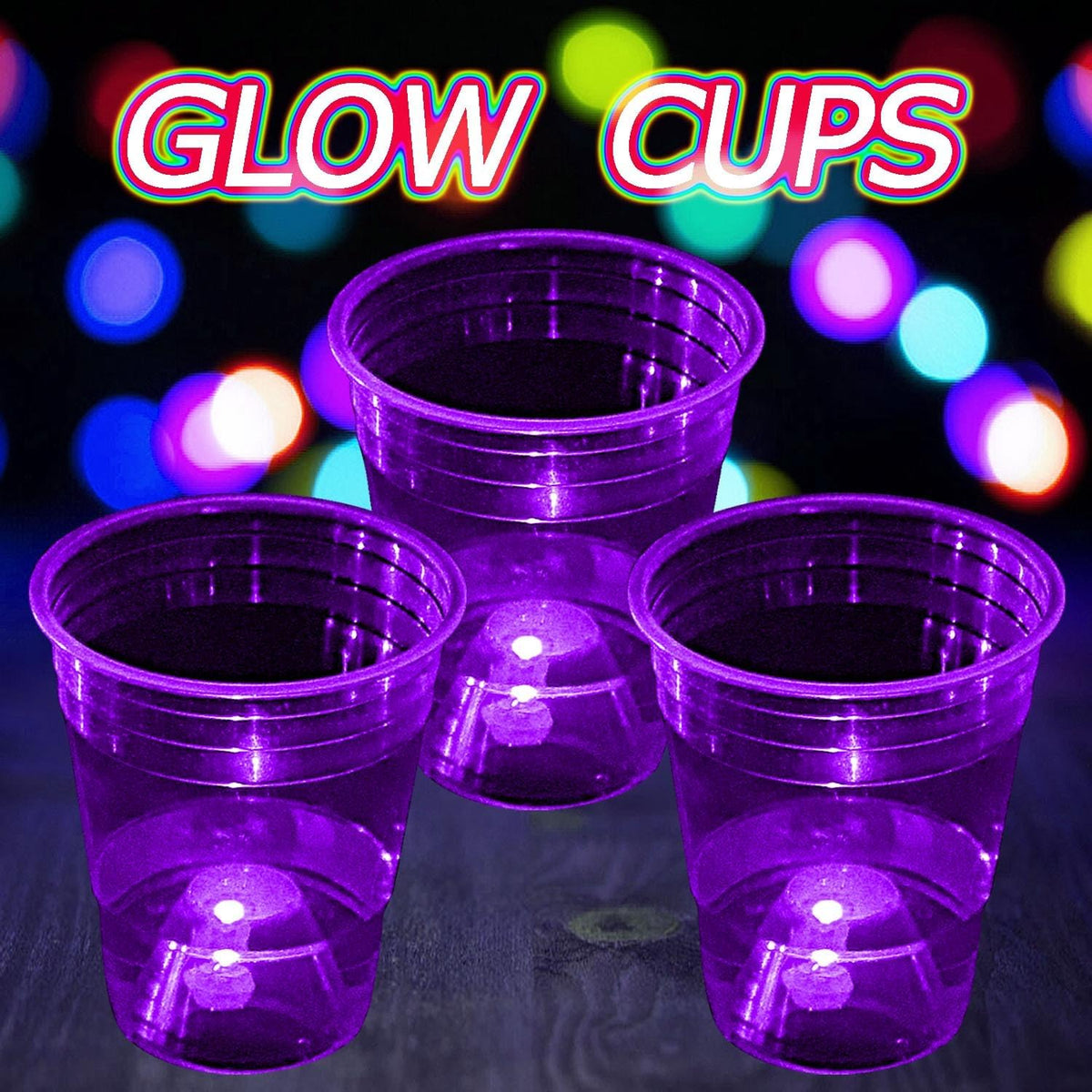 mishunyus 24-pack purple LED glow party cups, 16 oz plastic - view 20