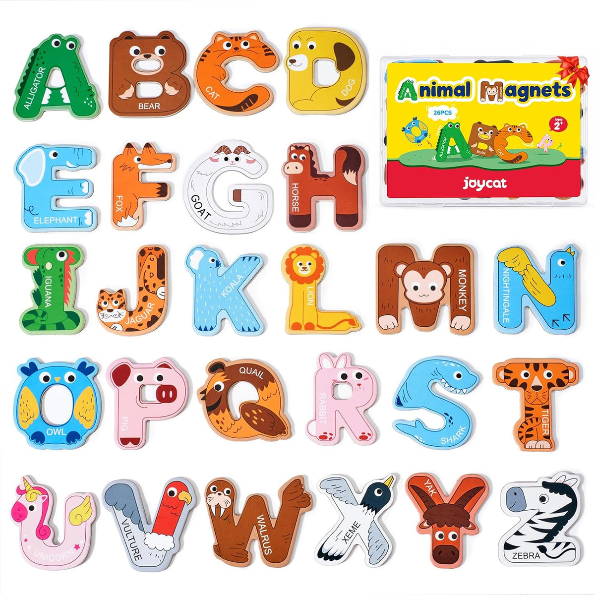 JoyCat Wooden Thick Alphabet Magnets for Toddlers Fridge Large Size - Letters