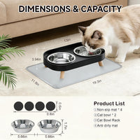 Elevated Cat Bowls with Food Mat - Black - image 4