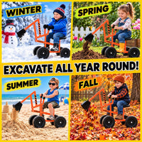Albott Kids Ride-On Sand Digger Excavator Toy with 8-Inch Wheels – Fun for Kids & Family - Orange - image 4