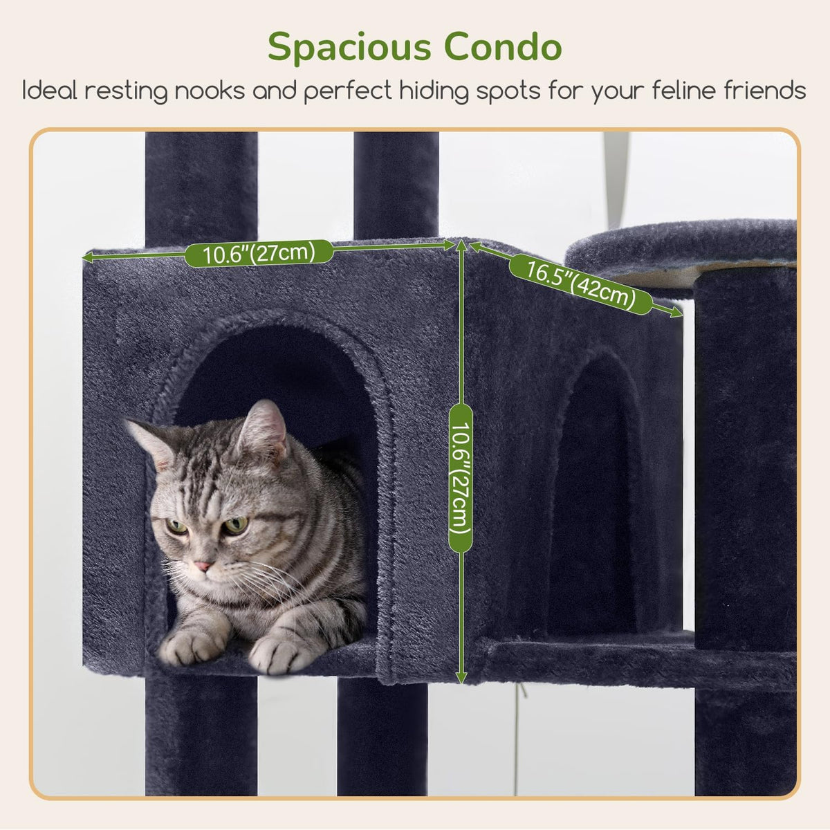 Globlazer 65in Sturdy Cat Tree Tower for Indoor Large Cats, S65 - 65inch / Dark Grey - image 4