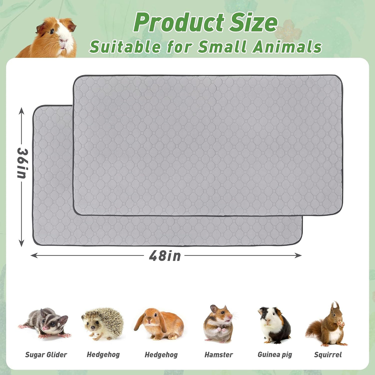 2Pack Guinea Pig Cage Liners - 12 In Grid Length / C&C 3x4(36" x 48") 2Pack - image 2