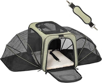 Petsfit Expandable Cat Carrier Dog Carrier, Soft-Sided Portable Pet Travel Carrier, Removable Soft Plush mat and Pockets, Locking Safety Zippers, 19x12x12 Inches