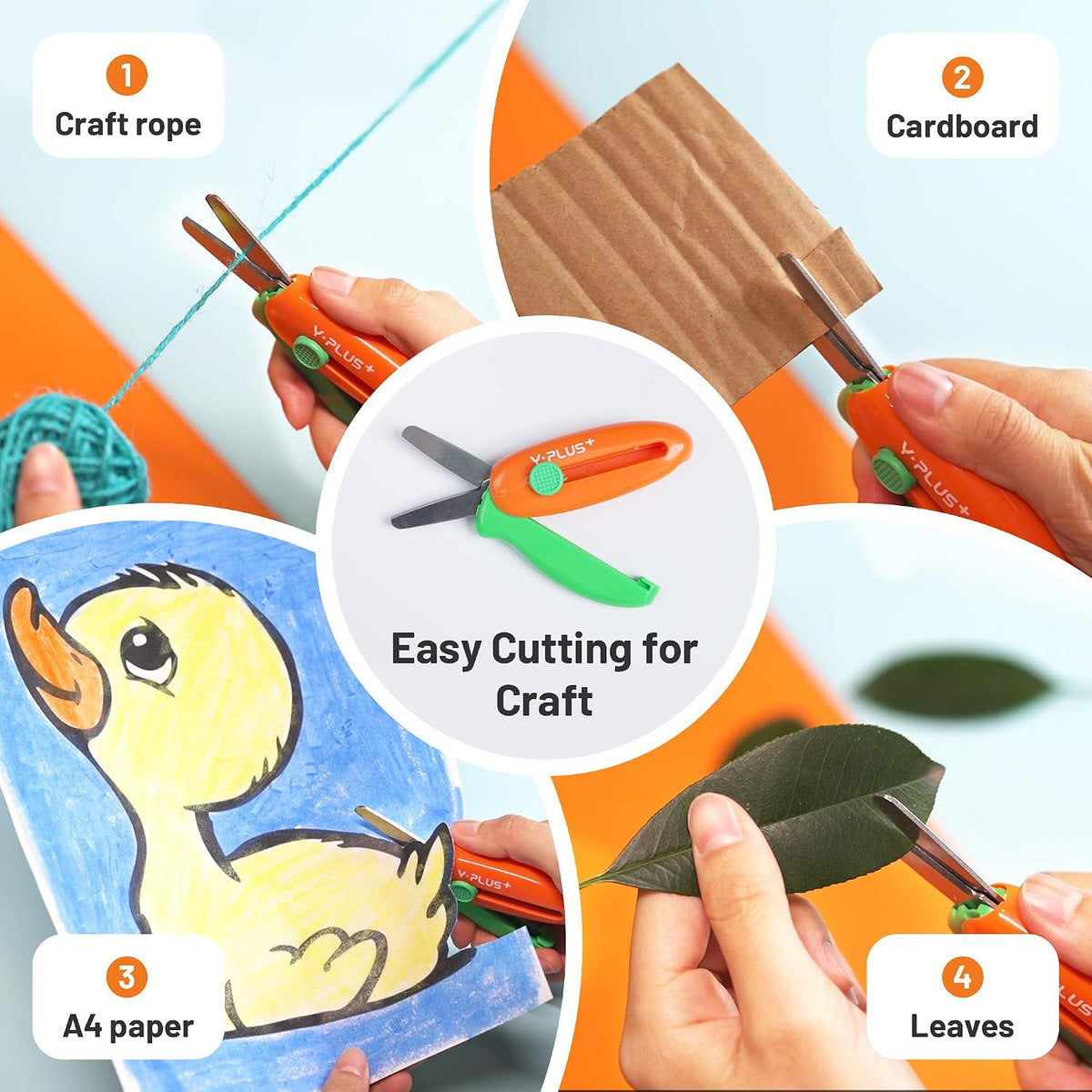 Safety Scissors for Kids, 3Pcs Retractable Toddler Scissors for Preschool – Fun for Kids & Family - Pink - image 4