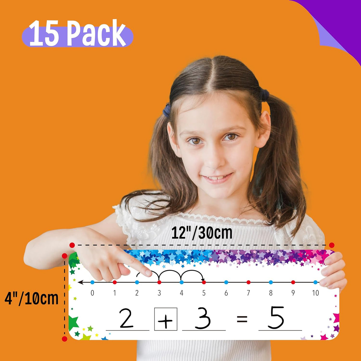 SpriteGru number line dry erase boards with 0-10 and 0-20 lines and colorful star print - view 14