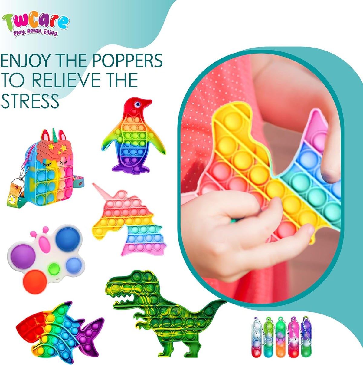 120 Pcs Fidget Toys Pack, Pop Sensory Party Favors Set Gifts for Kids Adults Boy Girl Stocking - image 2