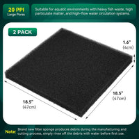 Borlech Aquarium Bio Filter Sponge Pad - 18.5"x18.5"x1.6" (20PPI) 2 PACK - image 2