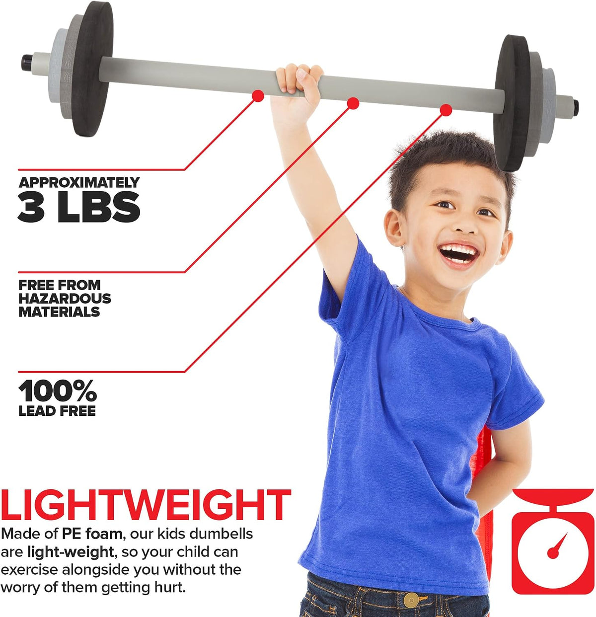 Modern Innovations Kids Weight Set Toy Dumbbells - Barbell / Black/Grey - image 3