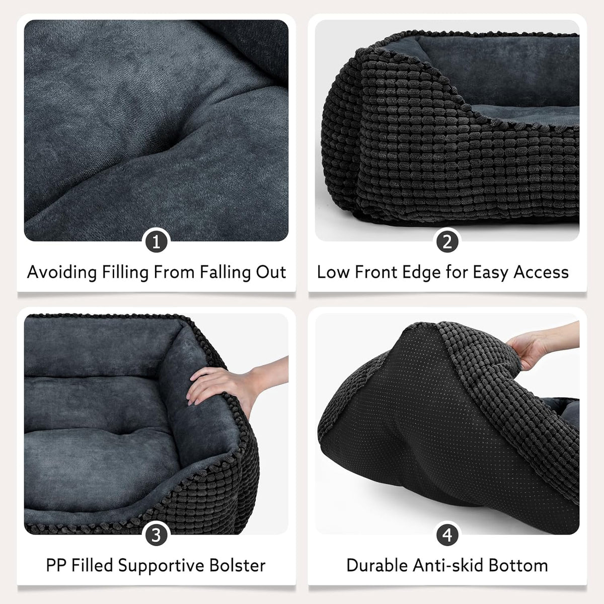 MIXJOY Dog Bed for Large Medium Small Dogs - Black / M(25’’x 21’’x 8’’) - image 3