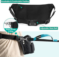 PetAmi Premium Hands Free Dog Leash for 2 Dogs, Adjustable Waist Belt Leash for Dog Walking, Fanny Pack Accessories Bag Dual Bungee Leash for Running, Hiking, Jogging, Biking, Black
