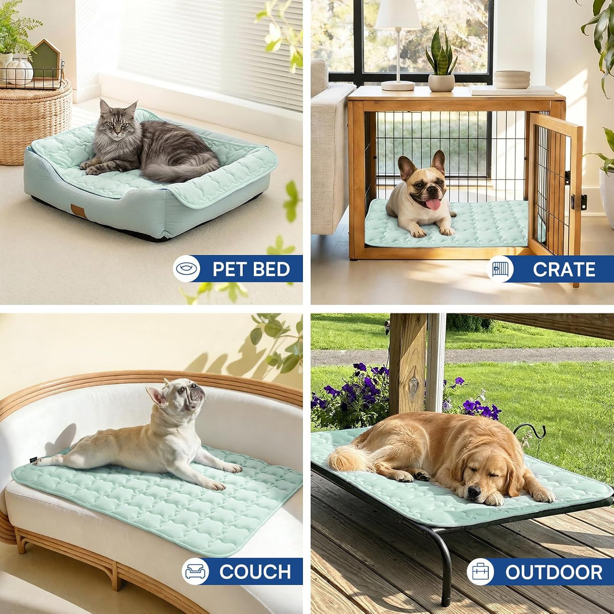 Luciphia Dog Cooling Mat, Q-MAX>0.5 Non-Slip Self-Cooling Pad for Pets – Essentials for Dogs - Green / 40x60 inches - image 3