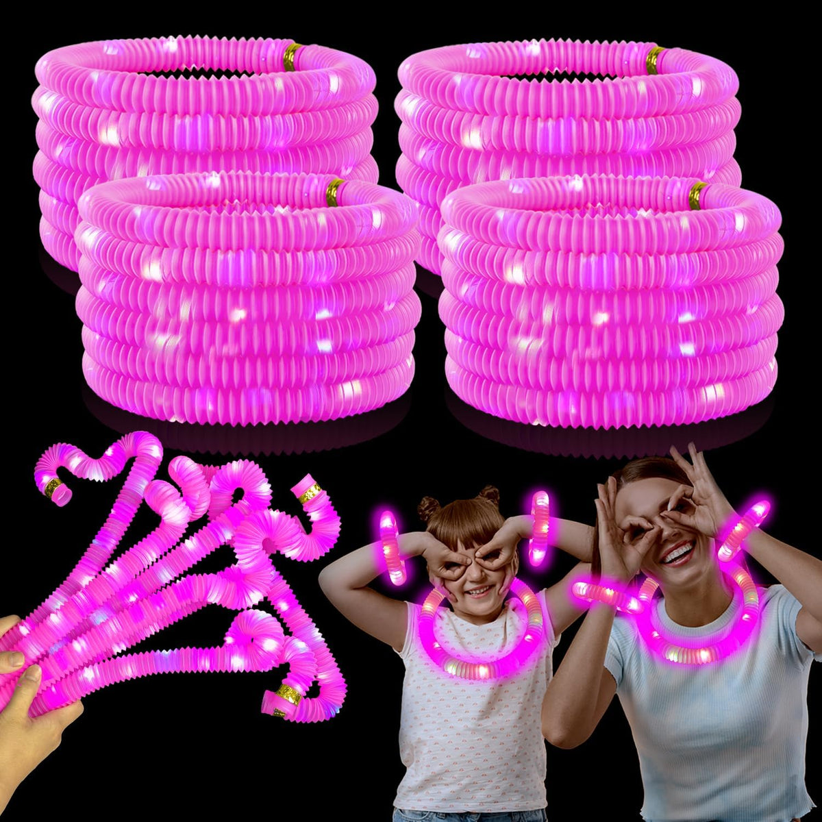 Kannove purple light up glow stick pop tubes, 12 pack