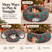 Warm Fluffy Plush Cat Dog Tunnel Bed Under Christmas Tree Big Tube - Green - image 3