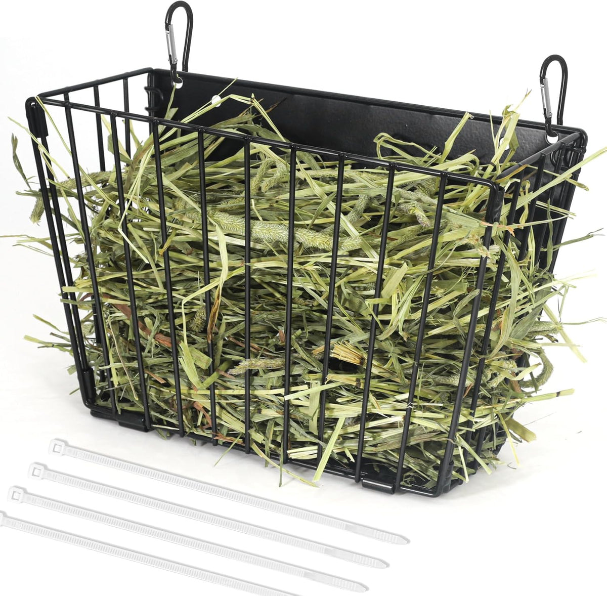 X Large Rabbit Hay Feeder Guinea Pig Hay Feeder Metal Frame Bunny Hay - 1-Pack Black