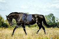 Soft Padded Lunge Line Rein Lead for Horses 27ft Looped Handle Swivel Clip (Navy/Wine)