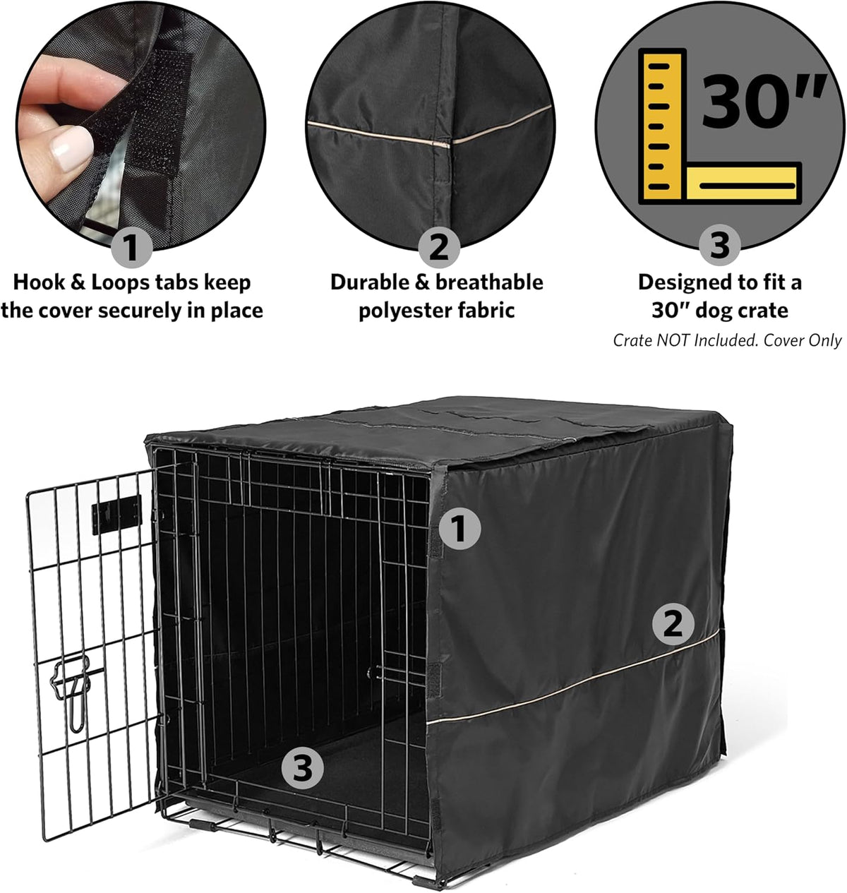 MidWest Homes for Pets Medium Dog Crate Cover - Black / Fits 30 Inch Crate - image 4