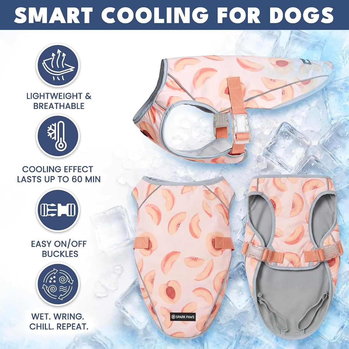 Spark Paws Dog Cooling Vest, Evaporative Summer Cooling - Peaches / Small - image 4