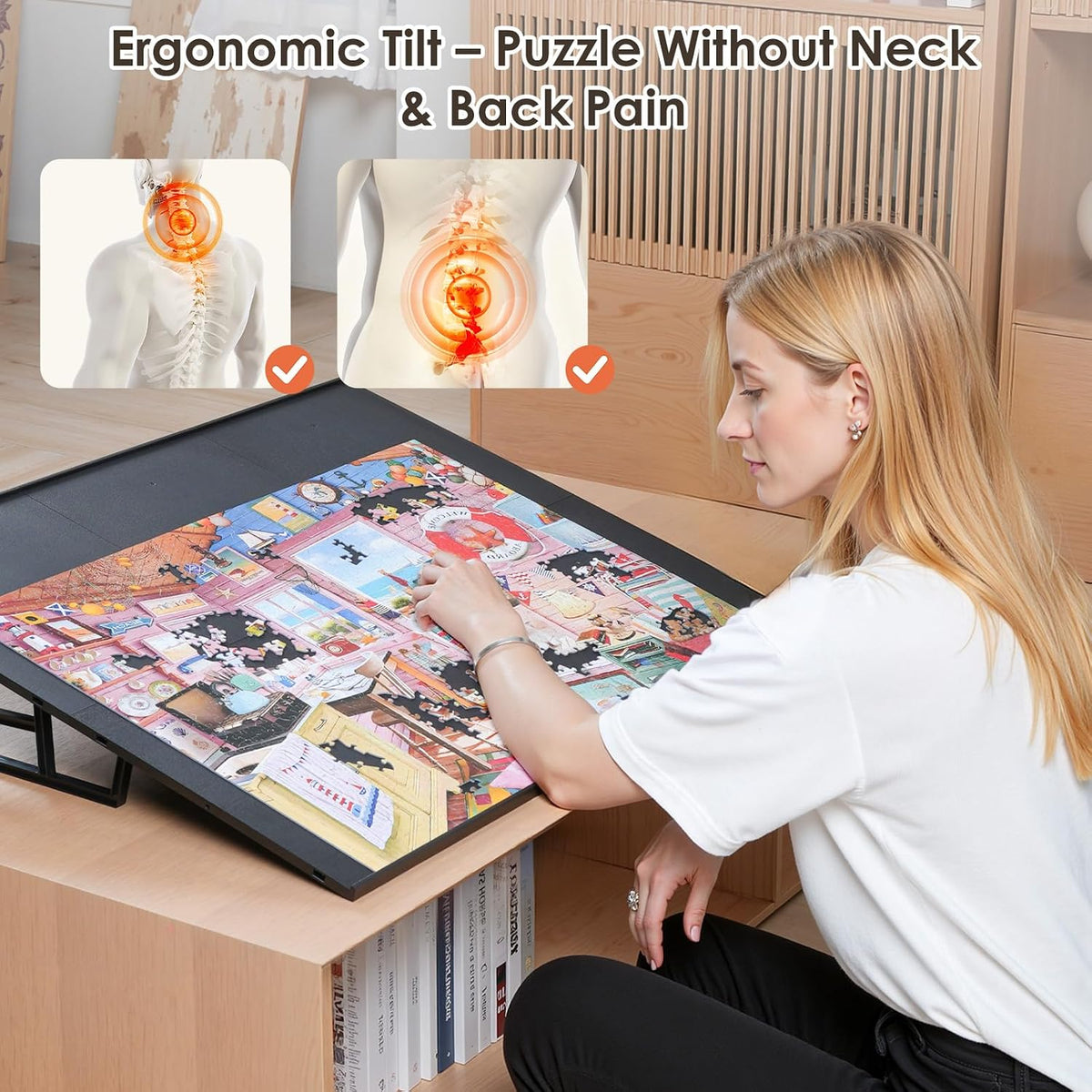 WELGEE 1000 Pieces Tilting Puzzle Board with Stand - Black - image 4
