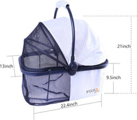 Full-Window pet Stroller 4 Wheels for Cats & Dogs - with Detachable Basket / White+Black - image 2