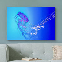 wall26 Canvas Print Wall Art Vibrant Neon Blue Pink Jellyfish Deep Sea Nature Animals Photography Realism Rustic Scenic Landscape Wilderness Earth Colorful for Living Room, Bedroom, Office - 24"x36"