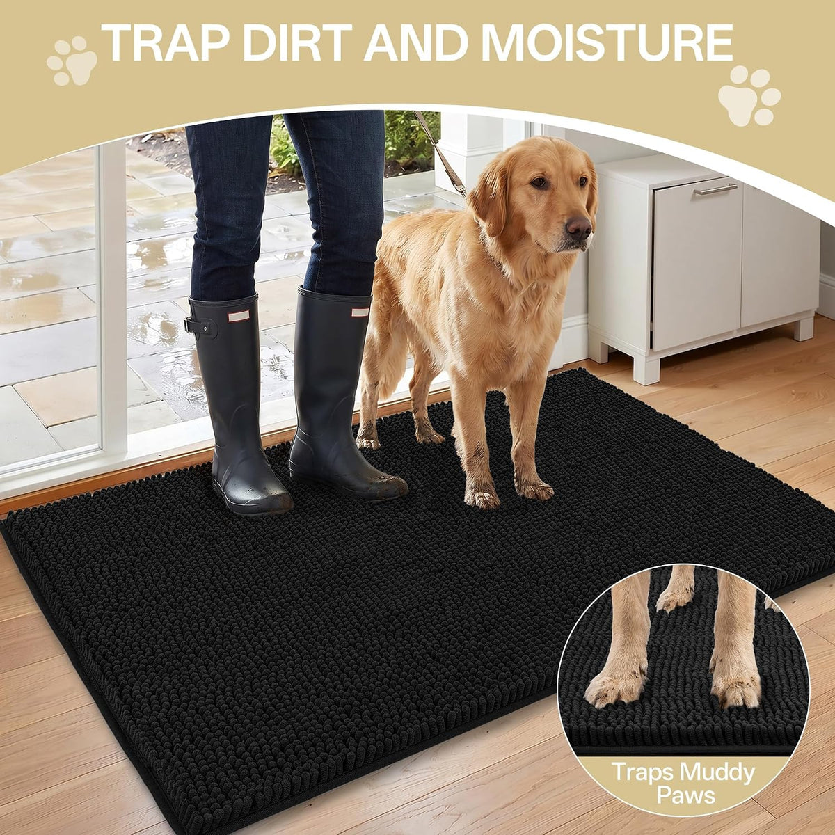 Dog Door Mat for Muddy Paws - 96"L x 48"W x 1.0"Th / Black - image 2