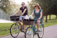Travelin K9 Pet-Pilot MAX Wicker Bike Basket for Dogs/Cats - Includes Wire Cage Top w/Sun Shade + Plush Removable Padded Liner