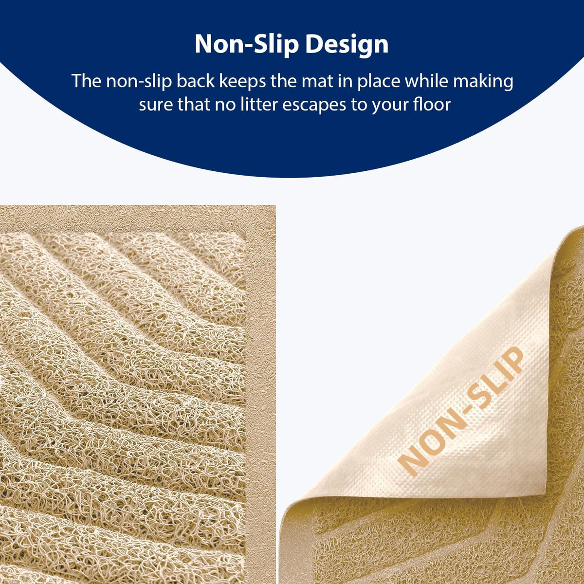 Cat Litter Box Mat, Kitty Premium PVC Pad, Durable Trapping Rug - 47x36 Inch (Pack of 1) / #01 Beige - image 3