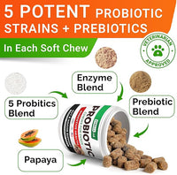 STRELLALAB Pet Probiotics for Dogs & Digestive Enzymes + Digestion & Gut Health Treats, Dog Probiotics Chews, Fiber Supplement, Anti Diarrhea, Constipation, Upset Stomach&Gas Relief, Canine Prebiotic