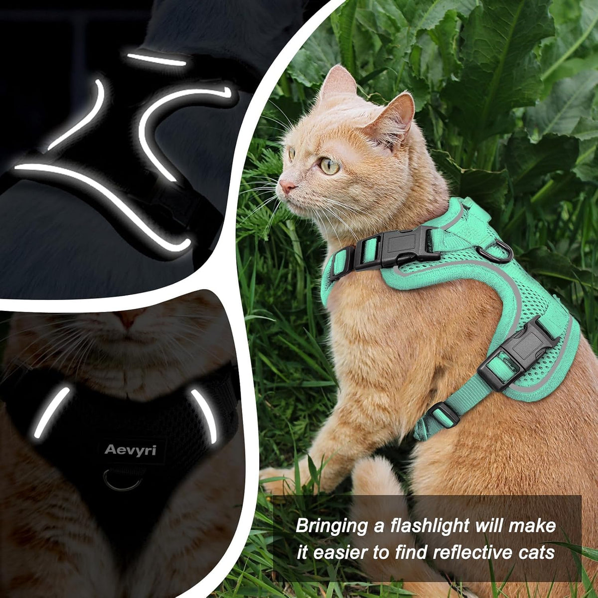 Cat Harness, Cat Harness and Leash for Walking - Green / L(13-18lb) - image 3