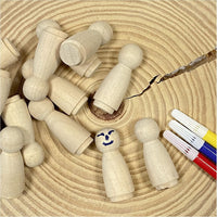 Cregugua 50 pack unfinished birch wood peg dolls, 3/4 x 2 inch wooden people blanks - view 4