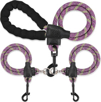 Double Dog Leash, No Tangle, Detachable360° Swivel - Purple / L (40-150 lbs)