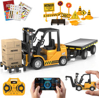 1:24 RC Forklift Toy for Kids - Yellow / 1:64 Scale with Trailer (9.06 x 1.57 x 2.56 inch)