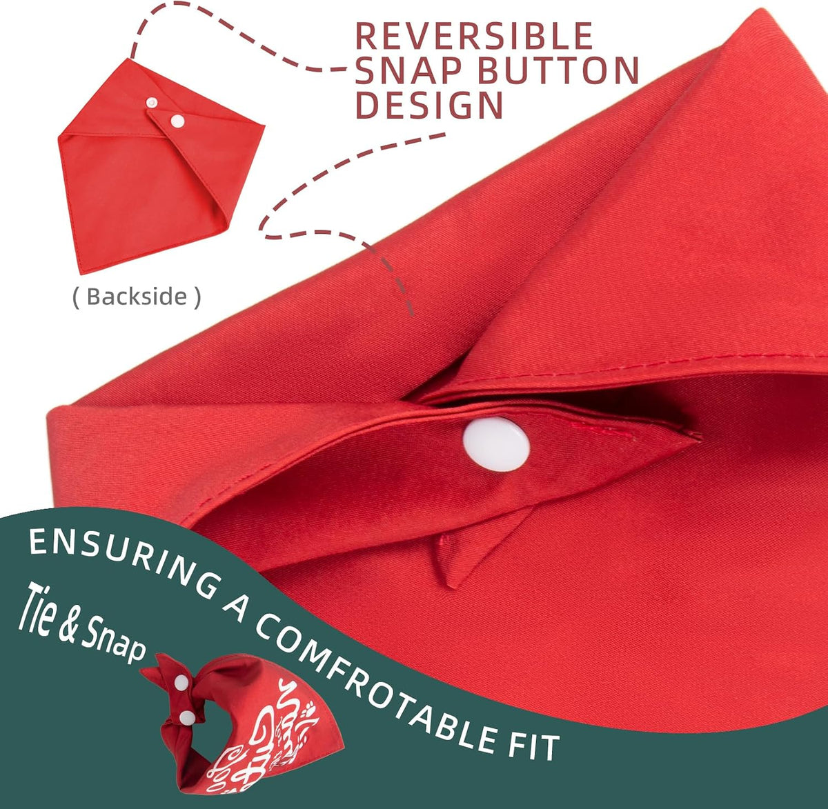 Fall Dog Bandana Artistic Sketch Maple Leaf Golden Orange - Solid Red - Too Cute for the Naughty List / Large - image 2