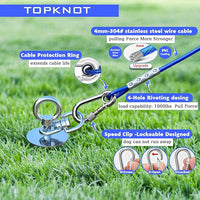TOPKNOT Dog Tie Out Cable and Stake,20FT Heavy Duty Cable,360°Swivel Dog Run- No Tangle,Runner for Yard - Up to 200LBS,Chain for Yard Ideal for Outdoor Camping