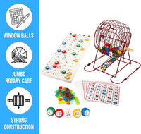 Regal Games Deluxe Bingo Game Set with Cage, Board, Balls - Professional Red 18 Card - image 3
