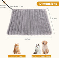 Pet Heating Pad for Cats Dogs Electric Heated Bed Waterproof Warming - Stripe Grey / X-Small:15.7x19.7in - image 2
